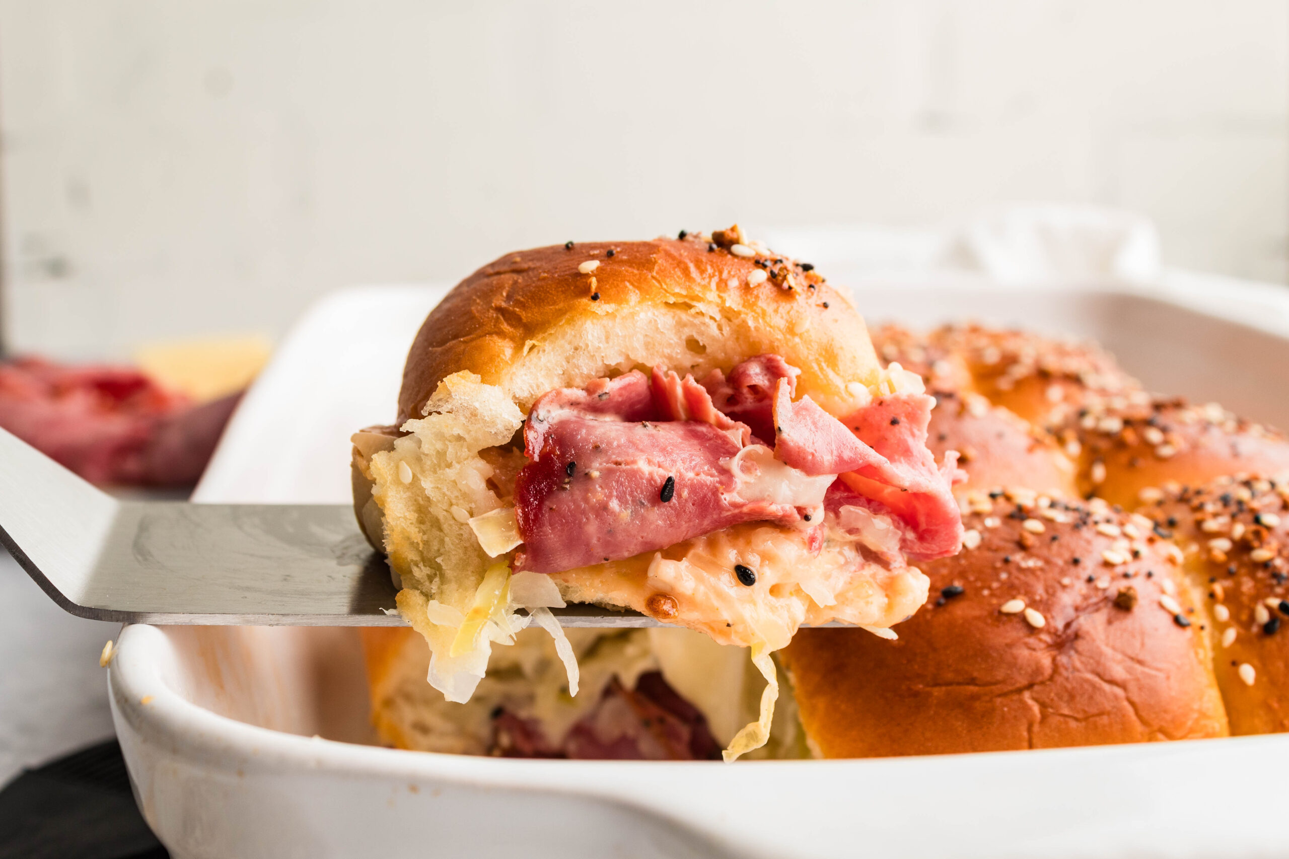 Reuben Sliders on Hawaiian rolls