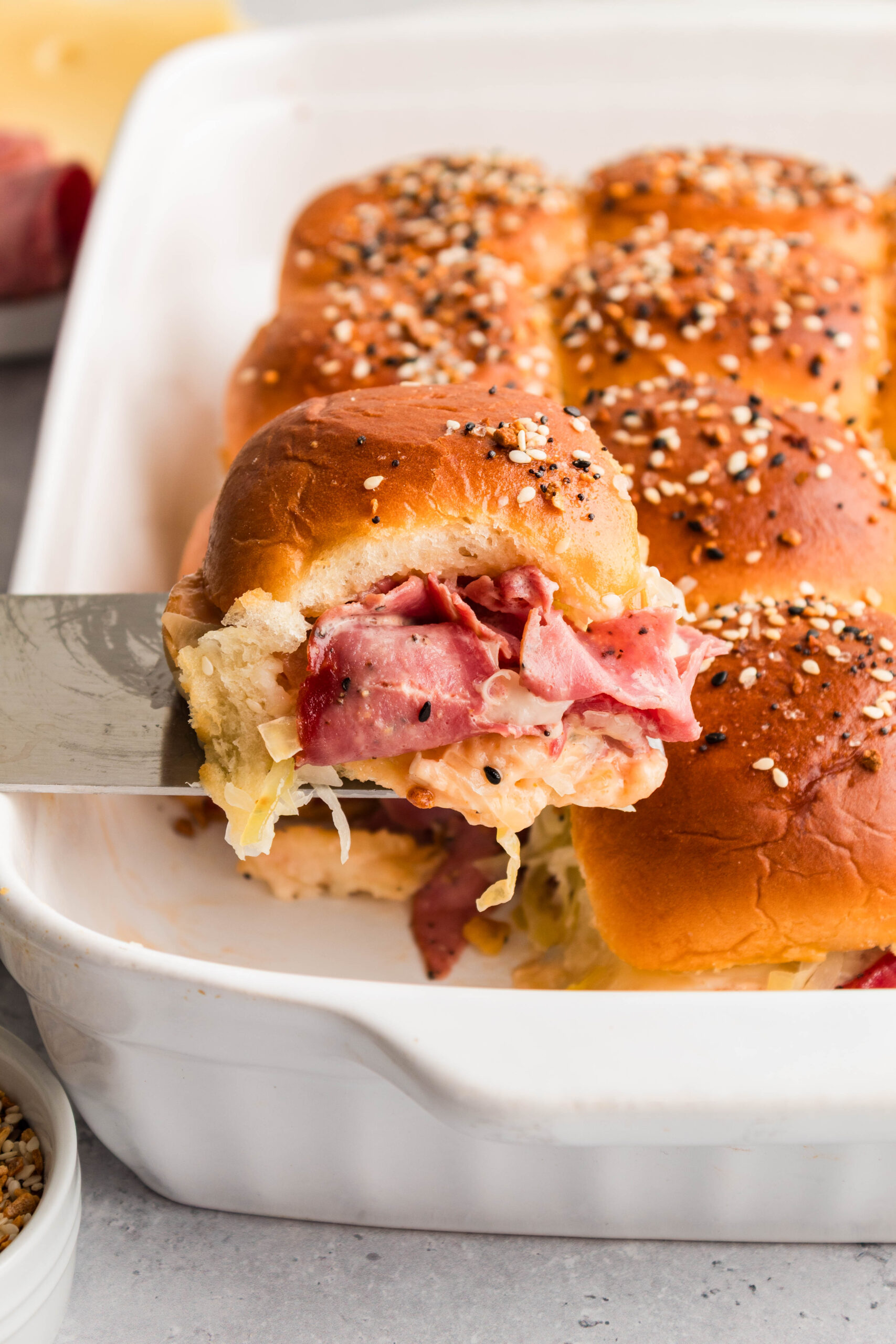Reuben Sliders on Hawaiian rolls