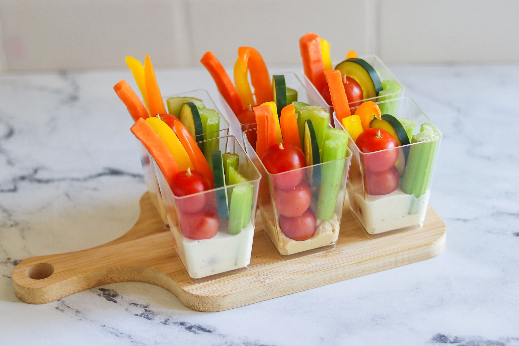 Summer Snacks for Kids: Pre-Made Ranch and Hummus Veggie Cups