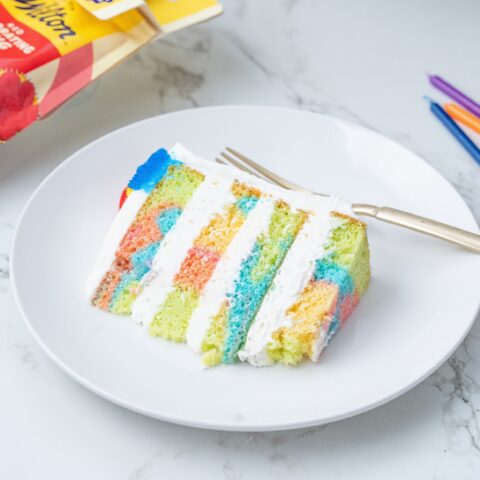 Rainbow Swirl Cake Recipe (marble multi colored birthday cake)