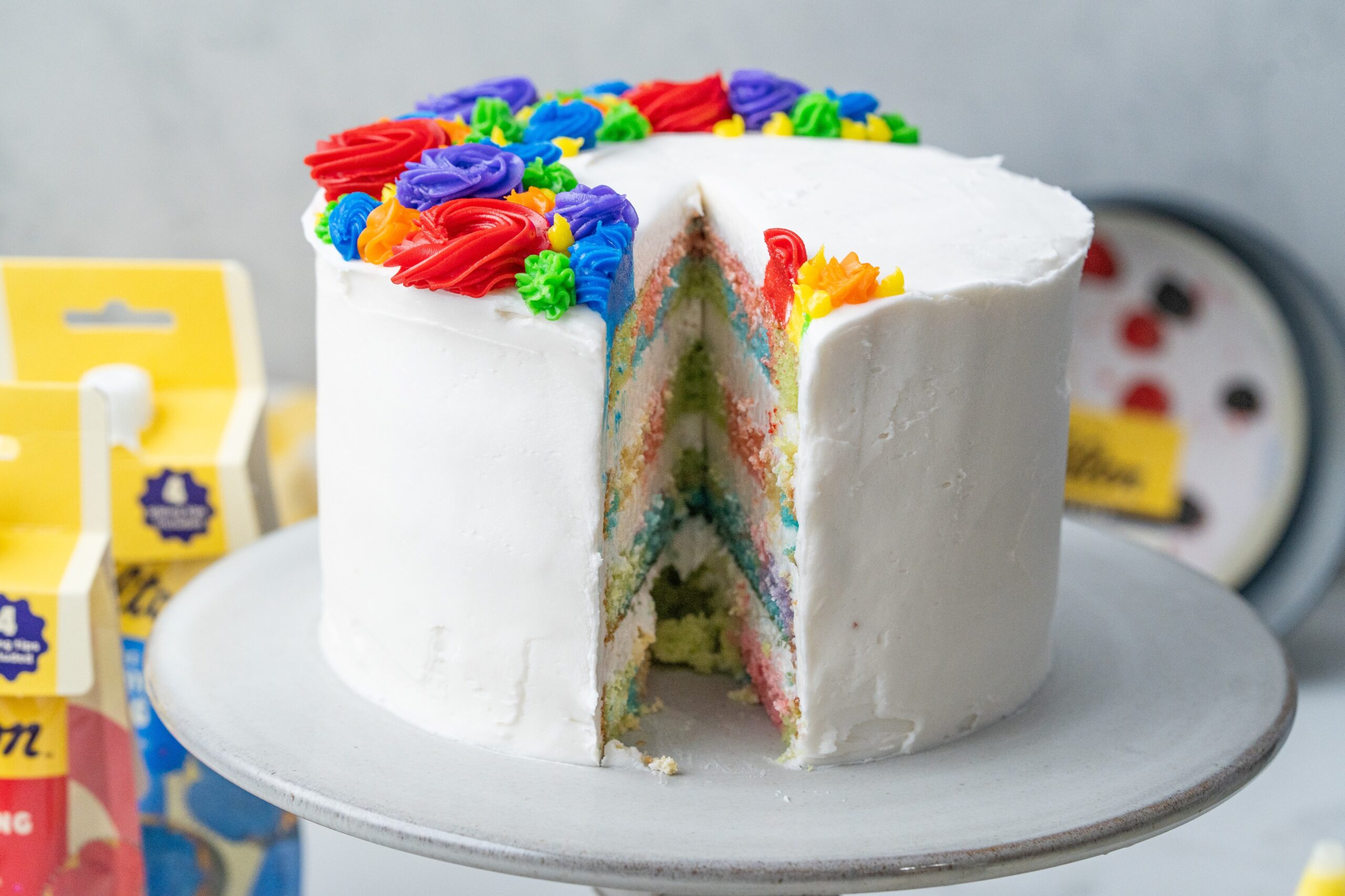 multi colored birthday cake