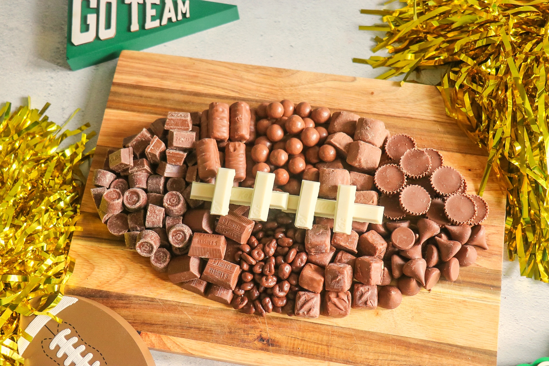 easy game day desserts: football candy board