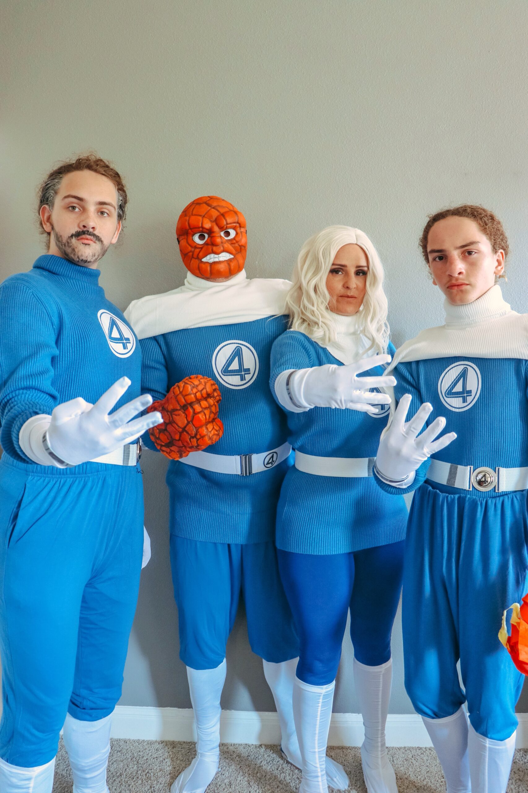 family of four Halloween costumes: Fantastic Four costumes