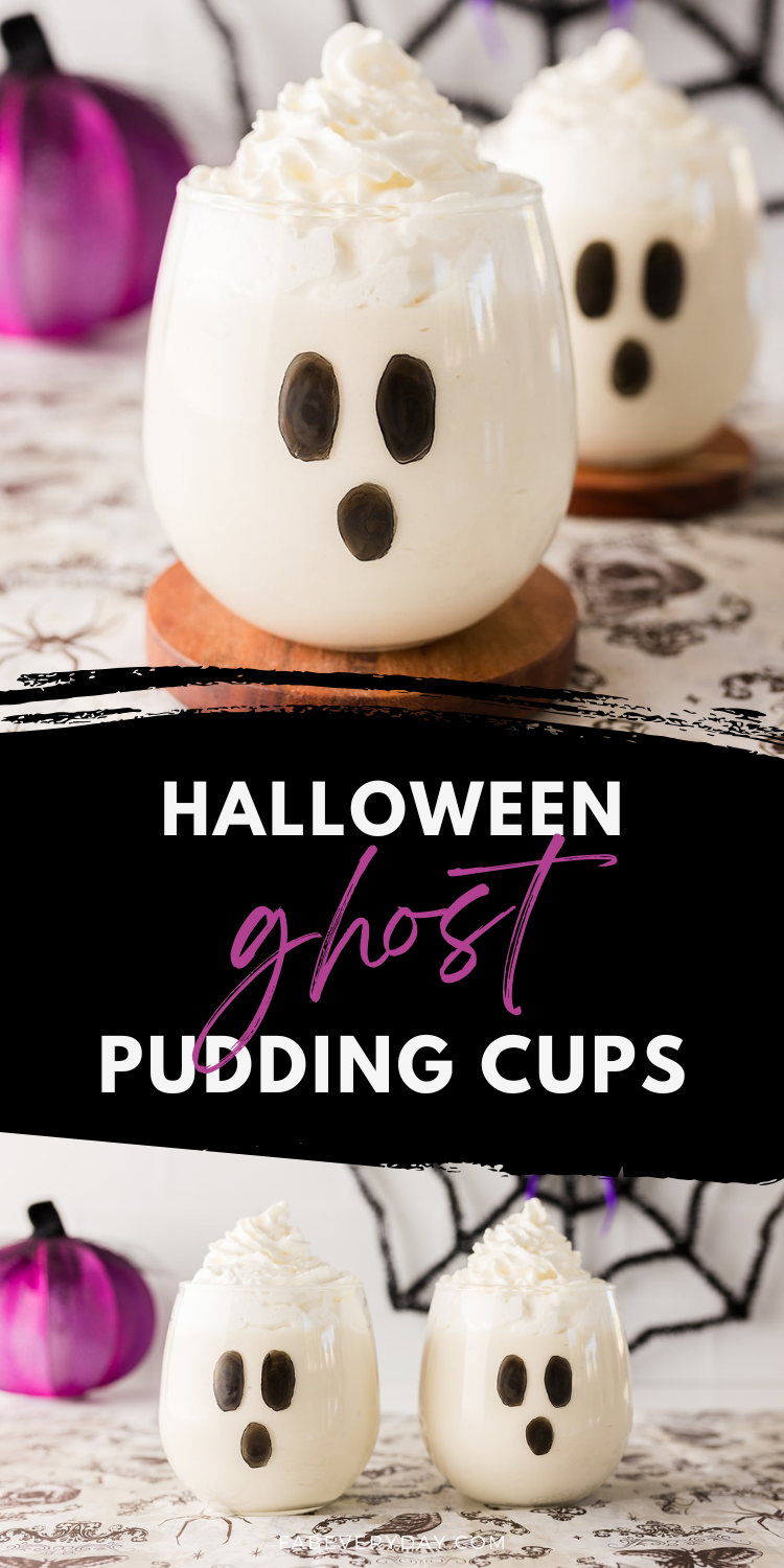 Halloween Ghost Pudding Cups (Halloween pudding cup ideas)