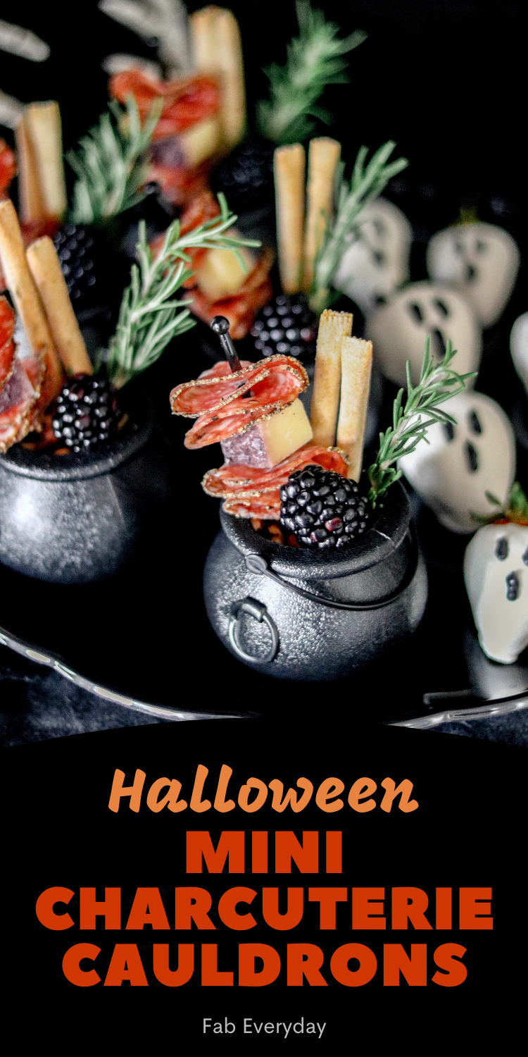 Mini Charcuterie Cauldrons (individual charcuterie idea for Halloween)