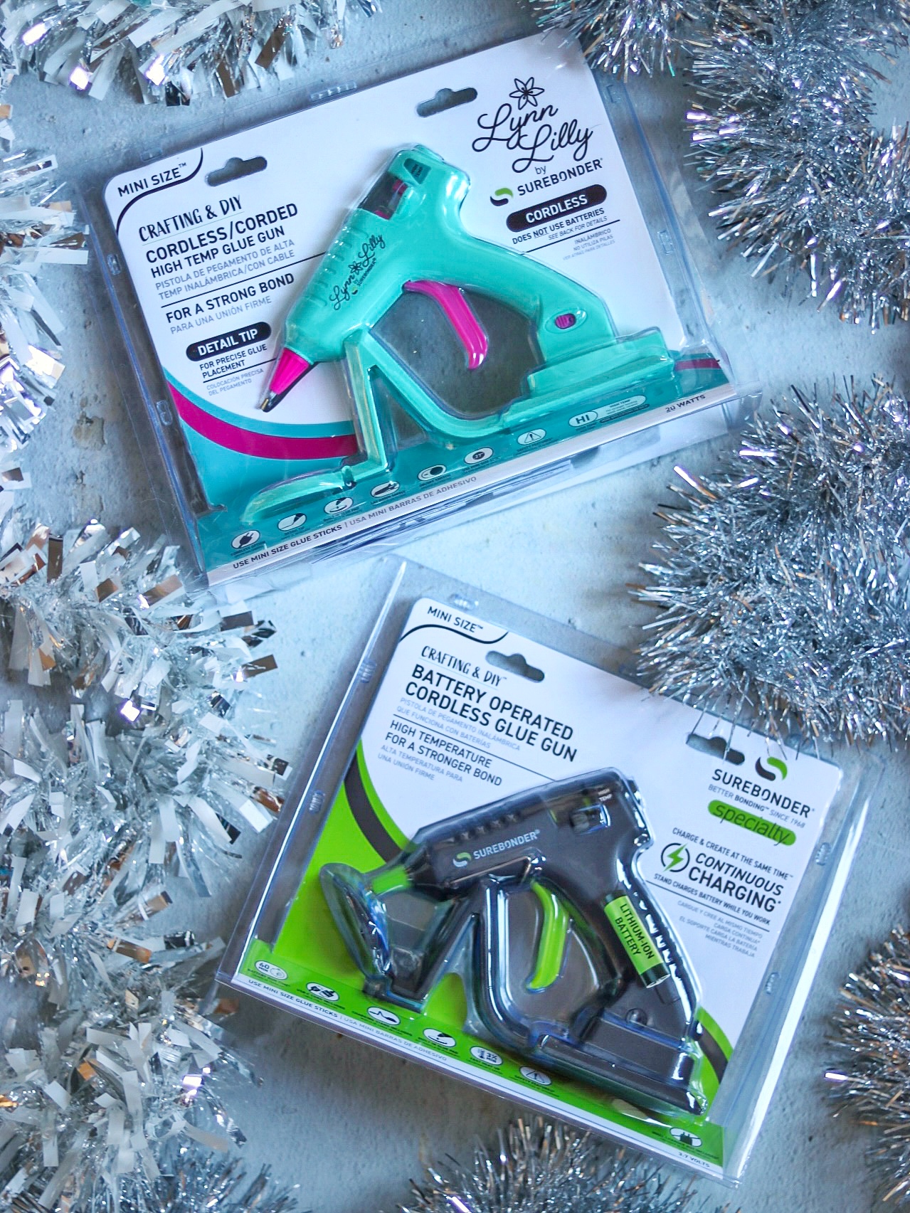 Surebonder Lynn Lilly Cordless/Corded Mini Glue Gun and Surebonder Mini Size Cordless High Temperature Hot Glue Gun