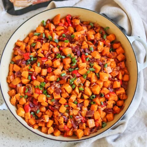Recipes with beef bacon: Skillet Sweet Potato and Beef Bacon Hash