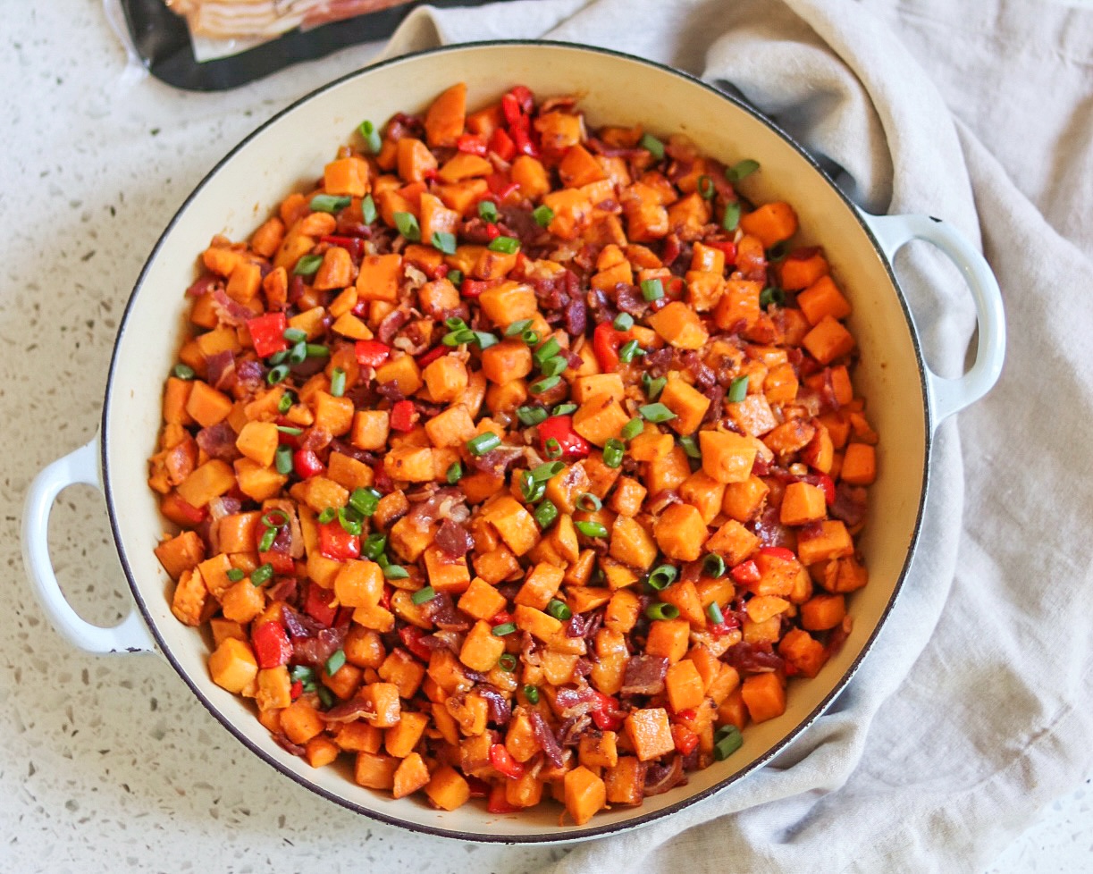 recipes using beef bacon: beef bacon and sweet potato skillet hash