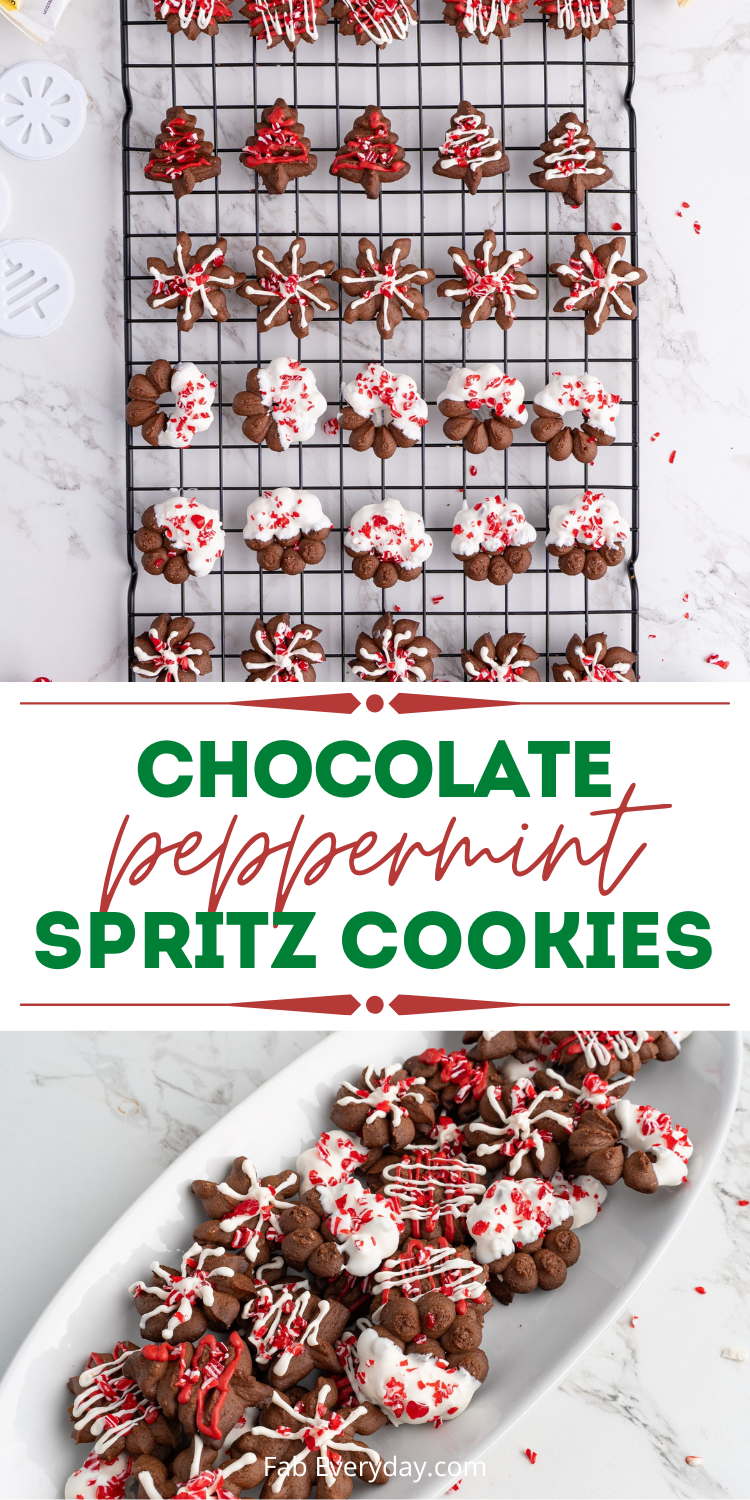 Chocolate Peppermint Spritz Cookies