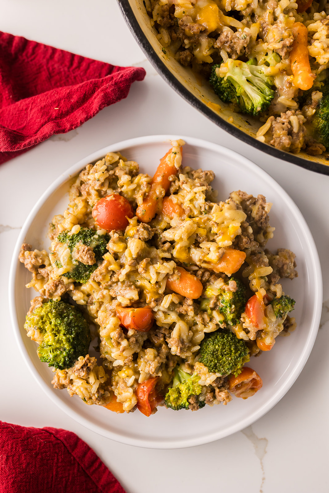 Cheesy Beef and Rice Skillet (easy one-pot ground beef recipes)