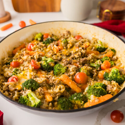 Cheesy Beef and Rice Skillet (easy one-pot ground beef recipe)