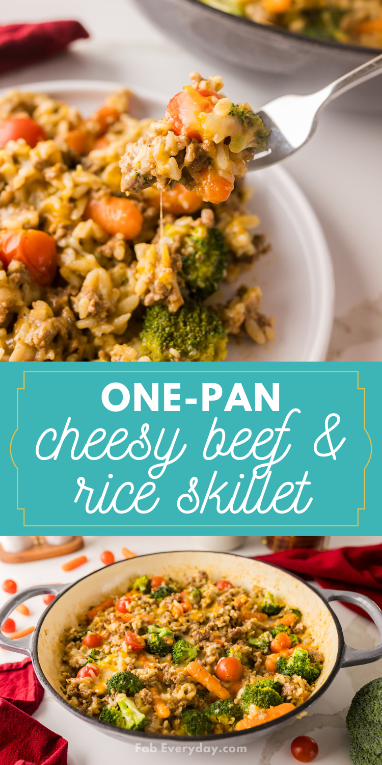 Cheesy Beef and Rice Skillet (easy one-pot ground beef recipe)