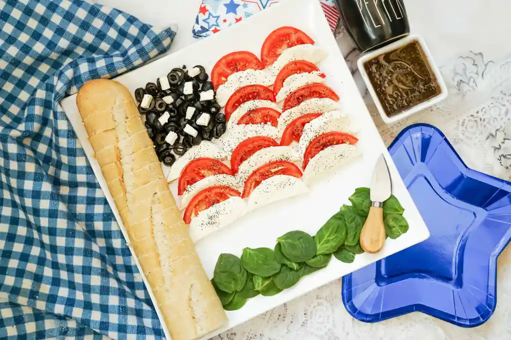 4th of July food boards: Caprese 4th of July board