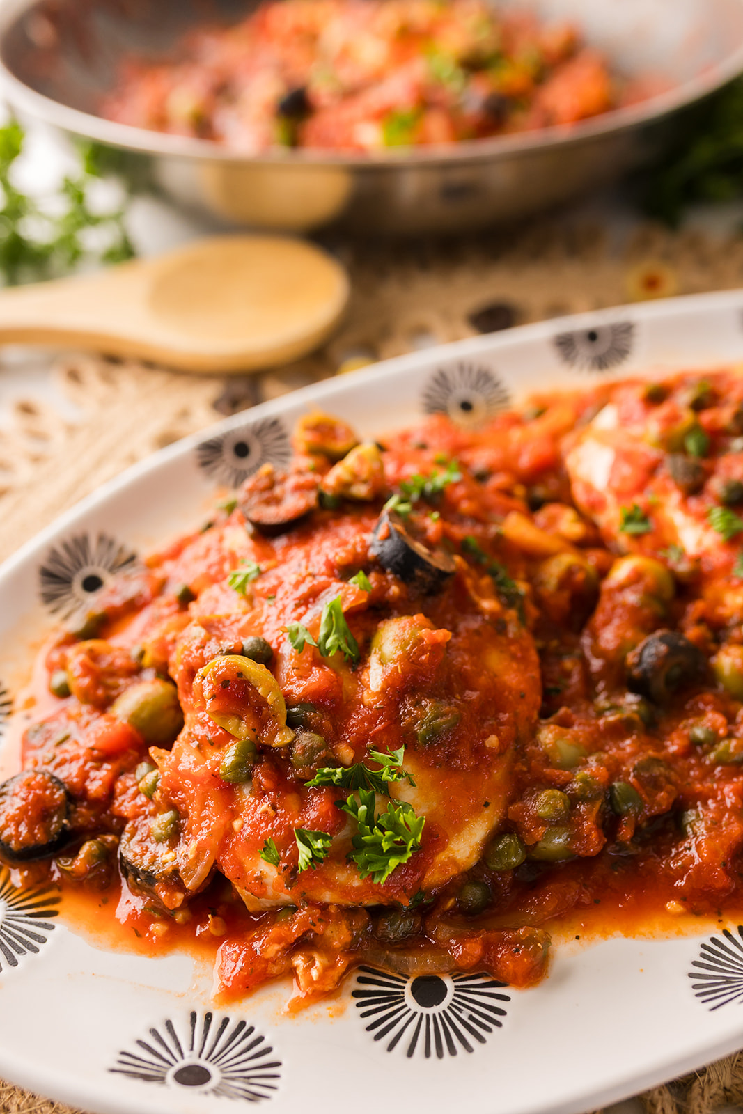 braised chicken breast with olives and capers
