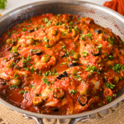 Braised Chicken with Olives and Capers recipe