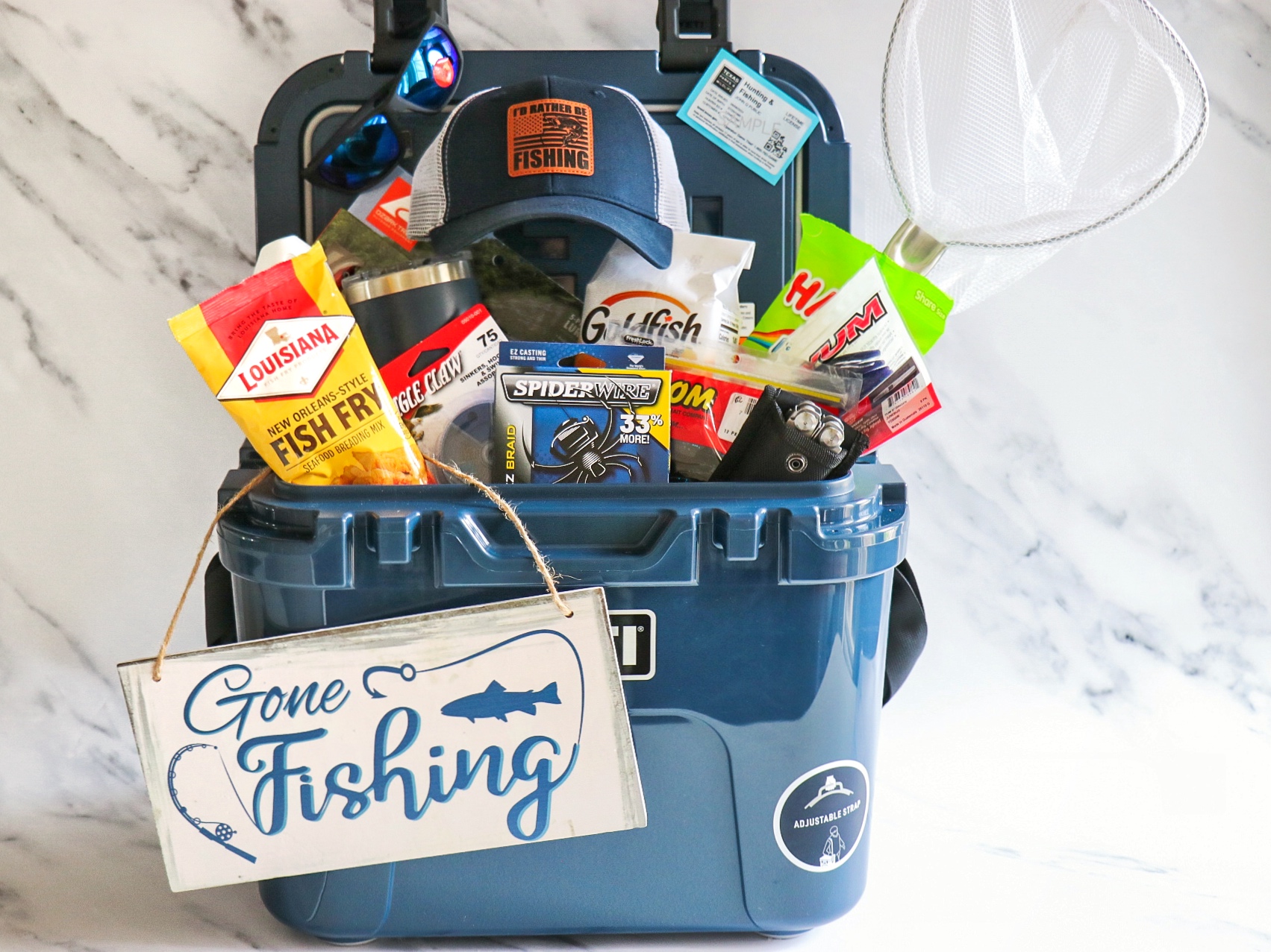 fishing Father's Day gift ideas: fishing themed gift baskets