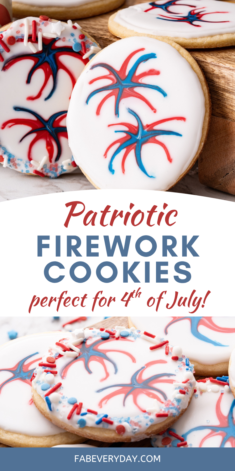 Patriotic Firework Cookies (easy 4th of July cookies recipe)