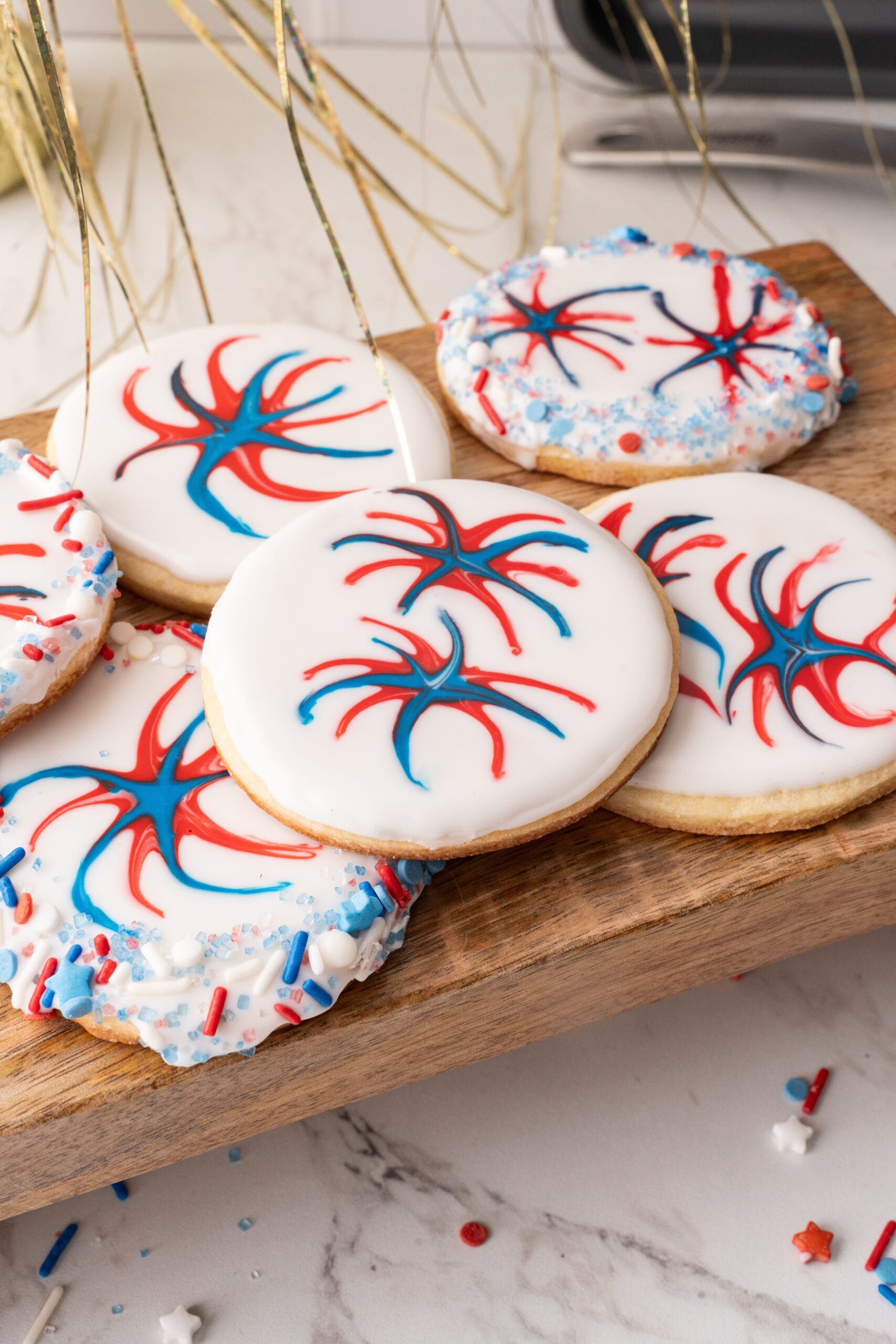 Patriotic Firework Cookies (easy 4th of July cookies recipe)