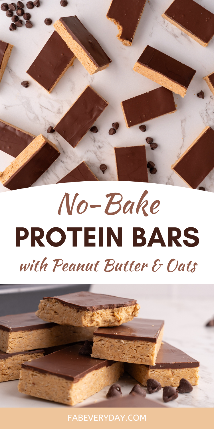 No-Bake Protein Bars recipe (homemade protein bars with peanut butter and oats)