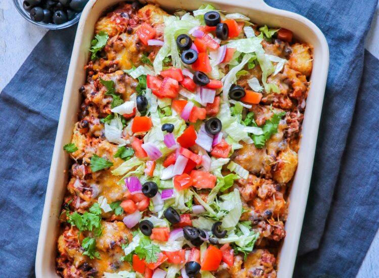Busy Night Tater Tot Taco Casserole recipe (easy Mexican casserole with tater tots)