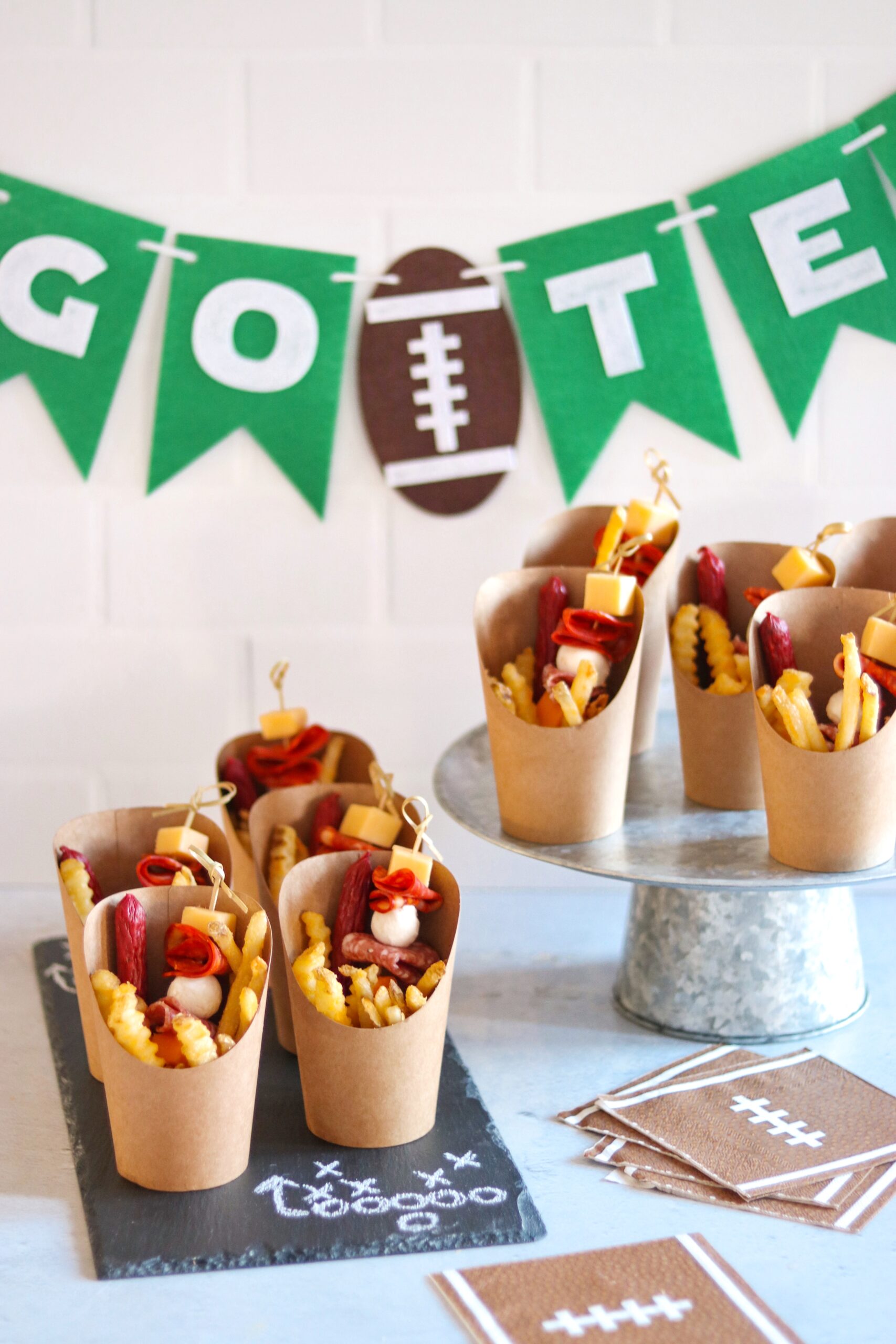 individual charcuterie cups for game day and tailgates