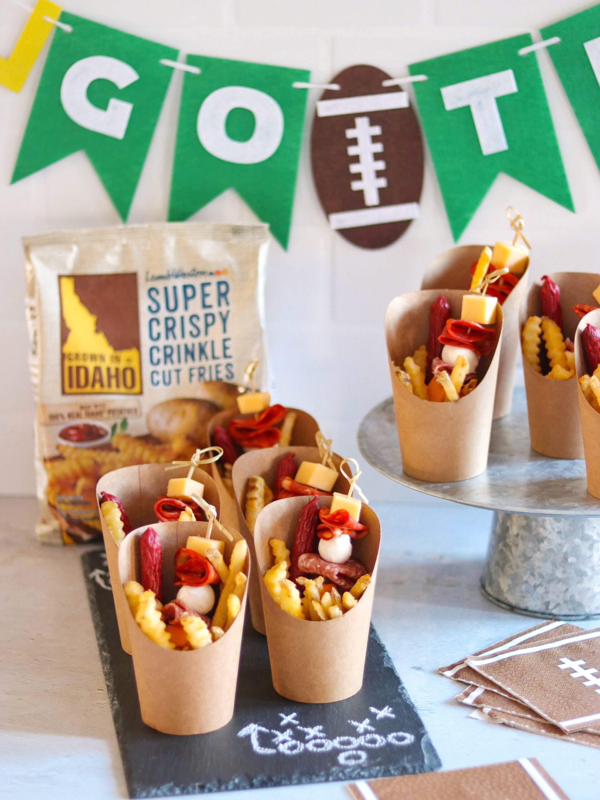 charcuterie cups ideas: football french fry charcuterie