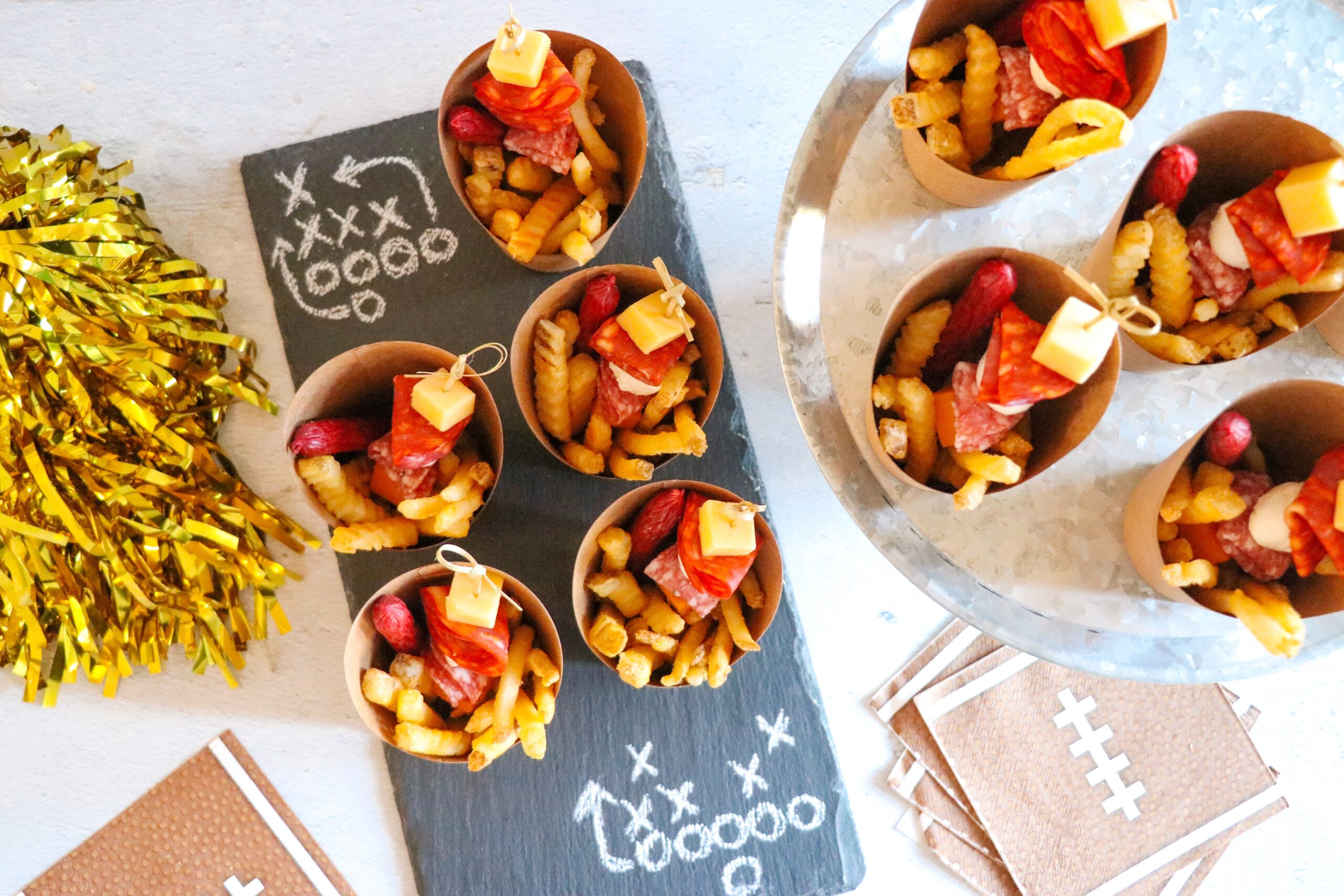 football charcuterie cups