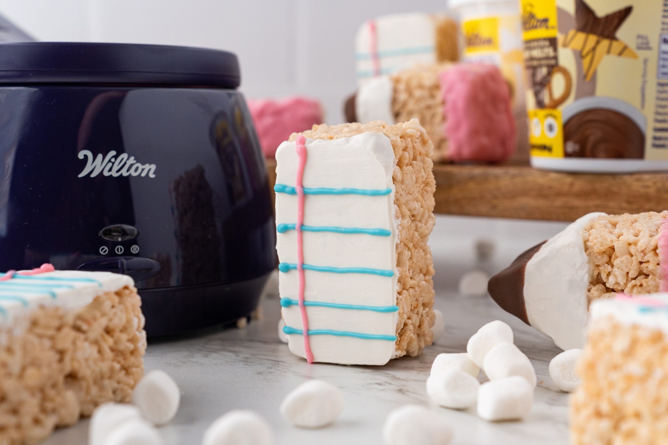back to school themed desserts: paper and pencil rice krispie treats