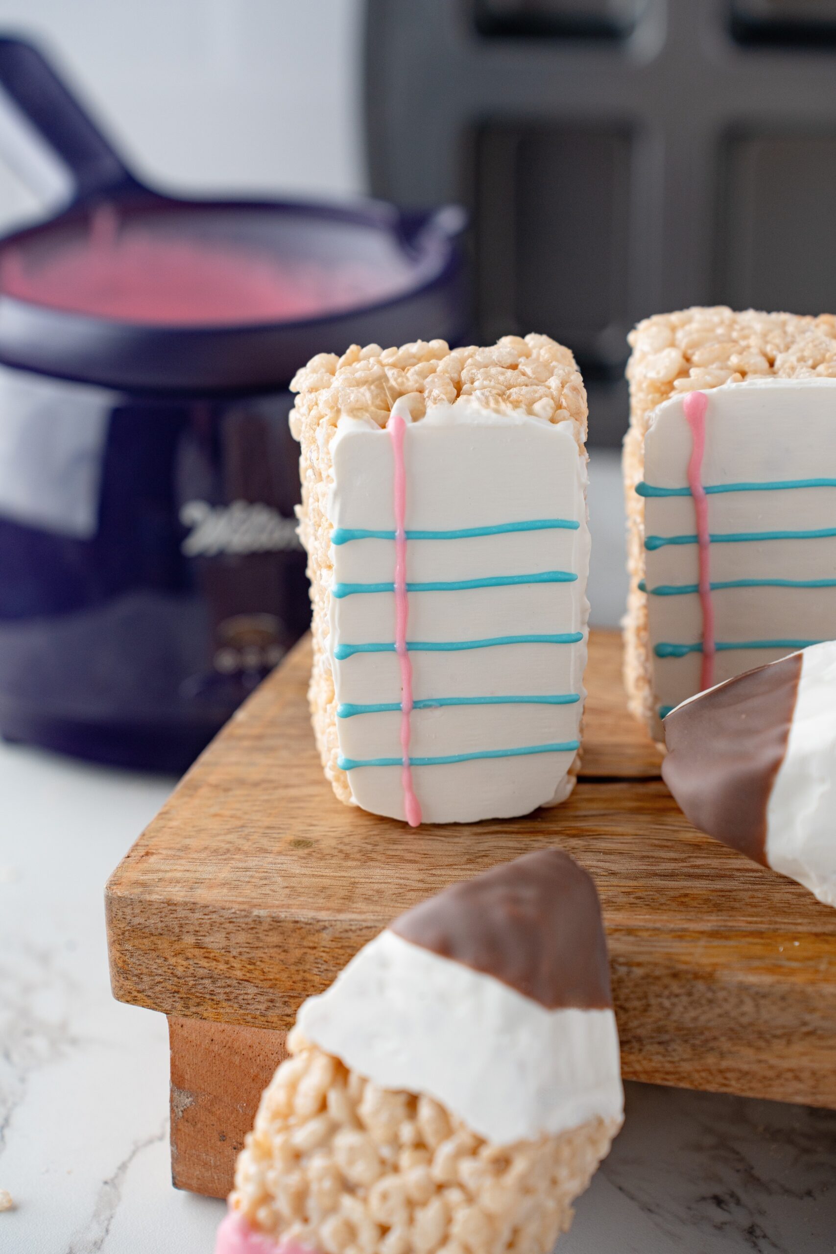 back to school treat ideas: rice krispie treats notebook paper