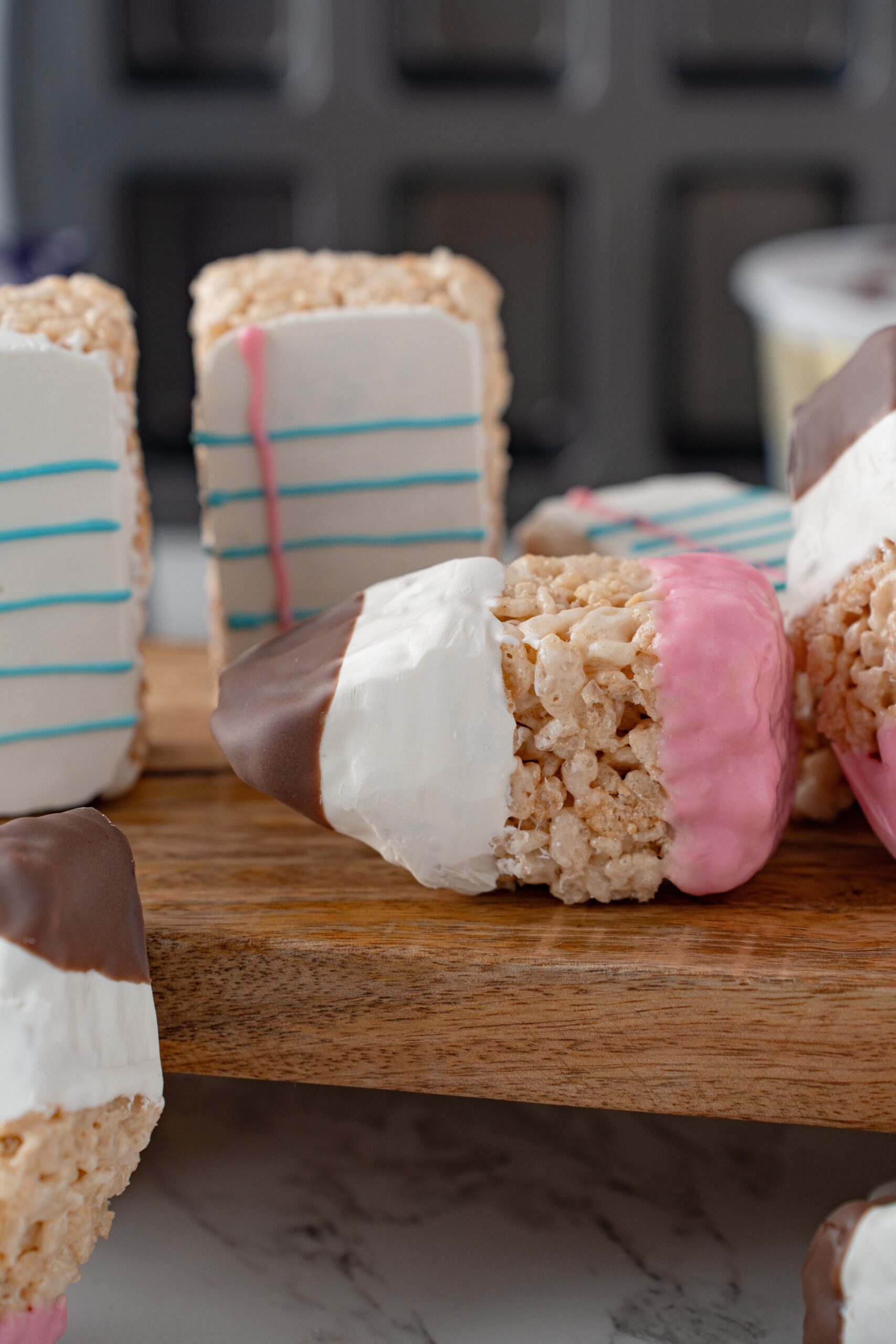 back to school dessert ideas: rice krispie treat pencils