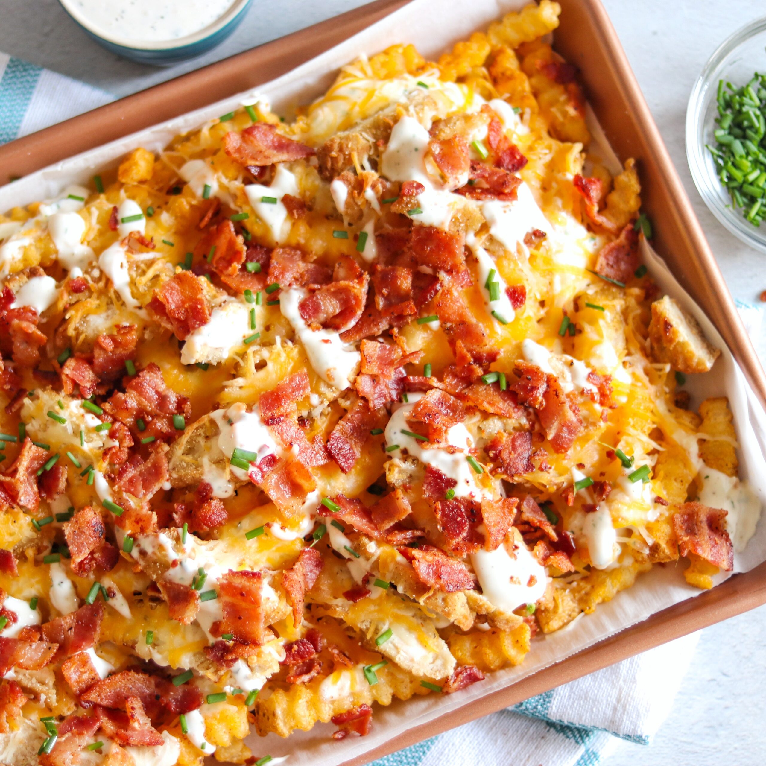 chicken bacon ranch fries (chicken loaded fries recipe)