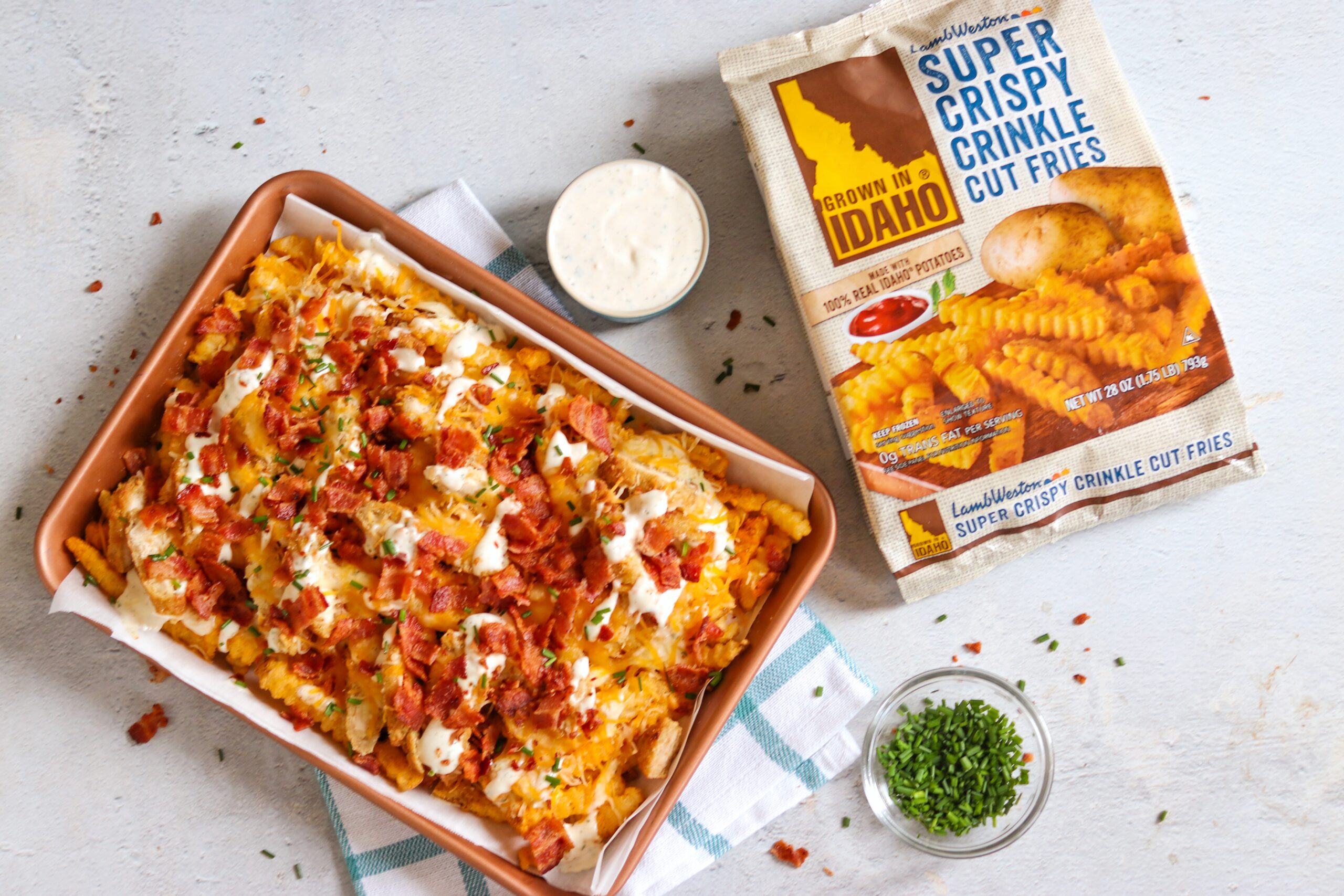 chicken loaded fries with bacon and ranch